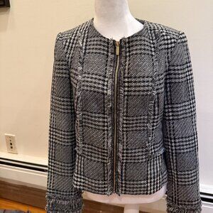 Karl Lagerfeld plaid tweed zip up jacket